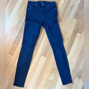 7 For All Mankind Black Skinny Jeans Full Length 26